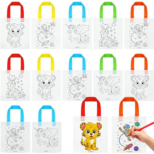 Flipster Diy Graffiti Return Gifts| Set Of 24|Return Gift Bags For Kids Birthday|10 X 12 Inches Reusable Colouring Bags For Pain
