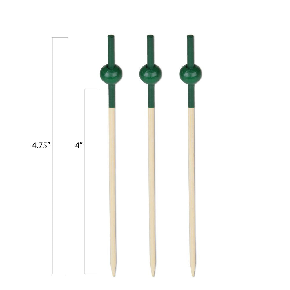 Green Beaded Appetizer Or Sandwich Picks/Swizzle Sticks - 4 3/4'' 100Ct
