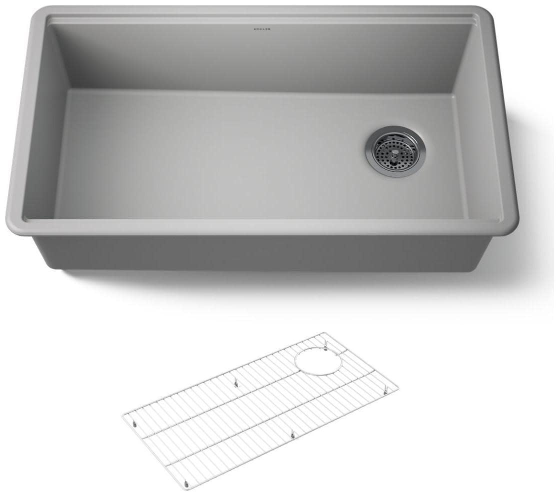KOHLER Billings 32-1/2 Undermount Kitchen Sink, Single-Bowl Sink, Neoroc, K-33710-CM4, Matte Grey
