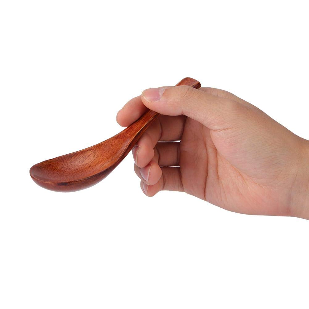 2Pcs Household Kitchen Wooden Soup Short Handle Spoon Ice Dessert Cooking Spoon Kitchen Dinner Tableware Cutlery