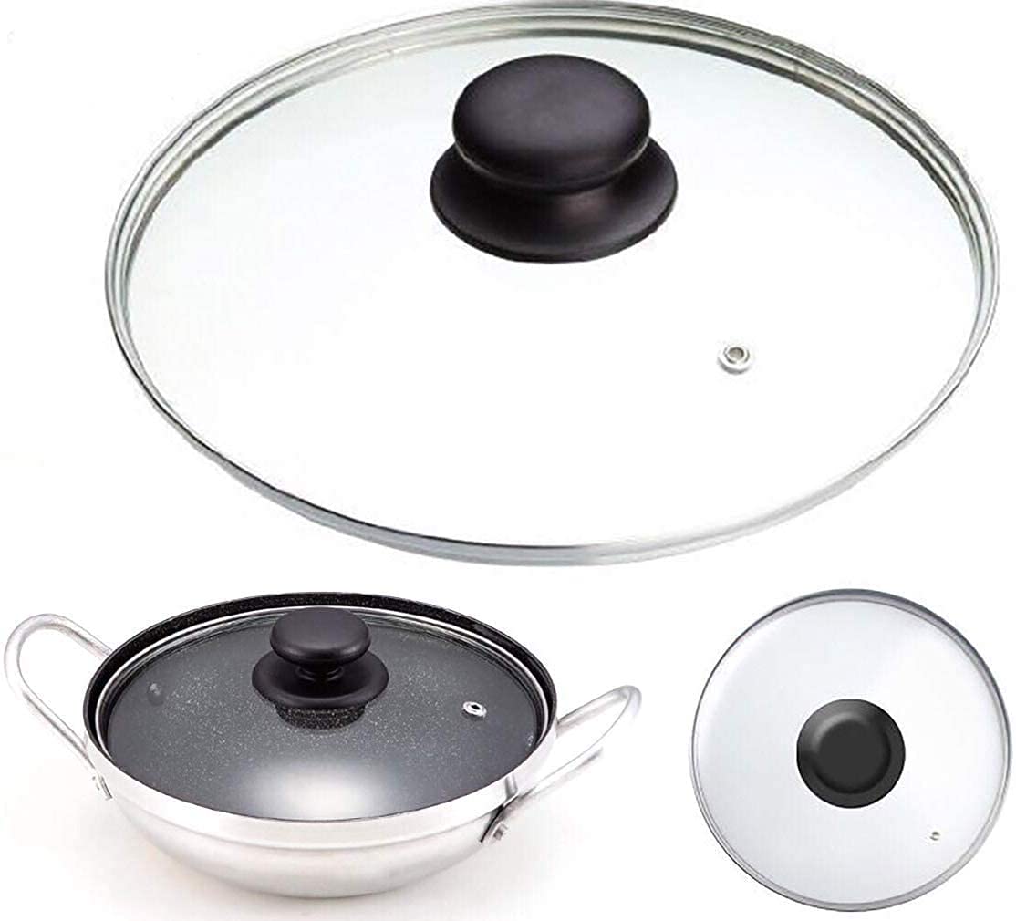 M.V. Trading Tempered Glass Lid, Cookware Glass Lid, 34Cm (13.3858-Inches Inner Edge To Edge)