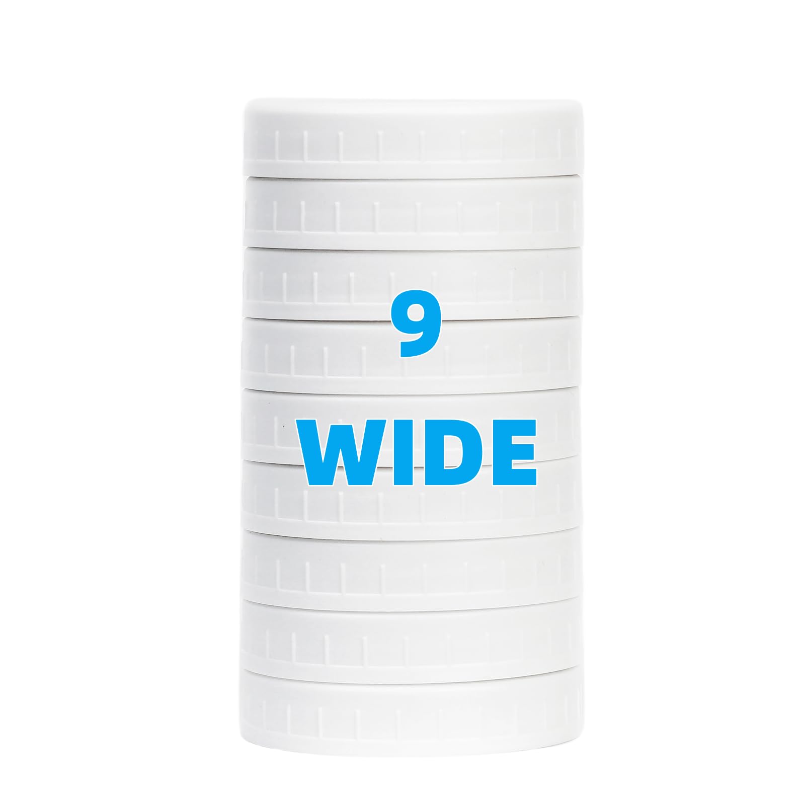 Jumterlee 9 Pack White Wide Mouth Mason Jar Lids with Silicone Rings, Plastic Mason Jar Lids,Plastic Canning Lids, Fit Ball,Kerr
