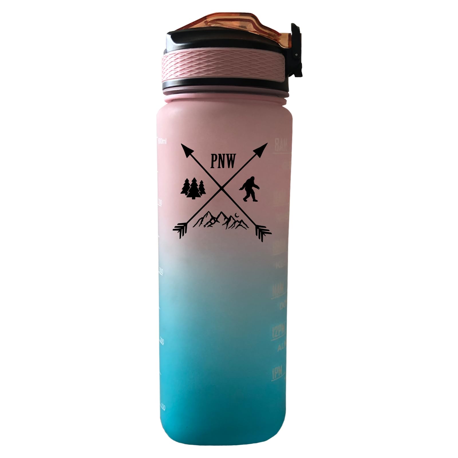 Yipaidel PNW 32 OZ Drinking Water Bottle with Times to Drink and Straw