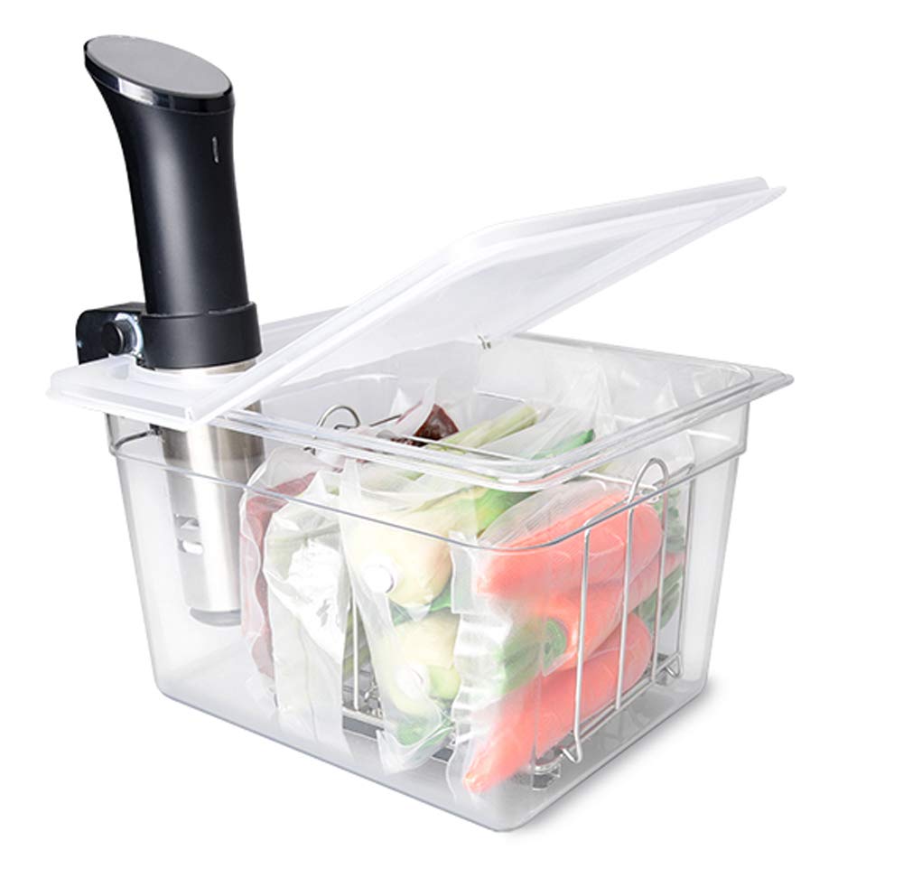 Everie Sous Vide Container 12 Quarts With Universal Collapsible Hinged Lid, Compatible With Anova All Models, Breville Joule, Wa