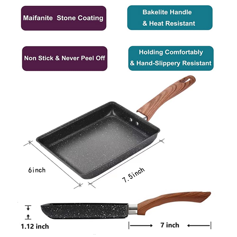 Lchkrep Japanese Omelette Pan-Tamagoyaki Nonstick Pan-Square Pan -Egg Roll Pan-Rectangle Frying Pan-Small Frying Egg Pan, Cookto