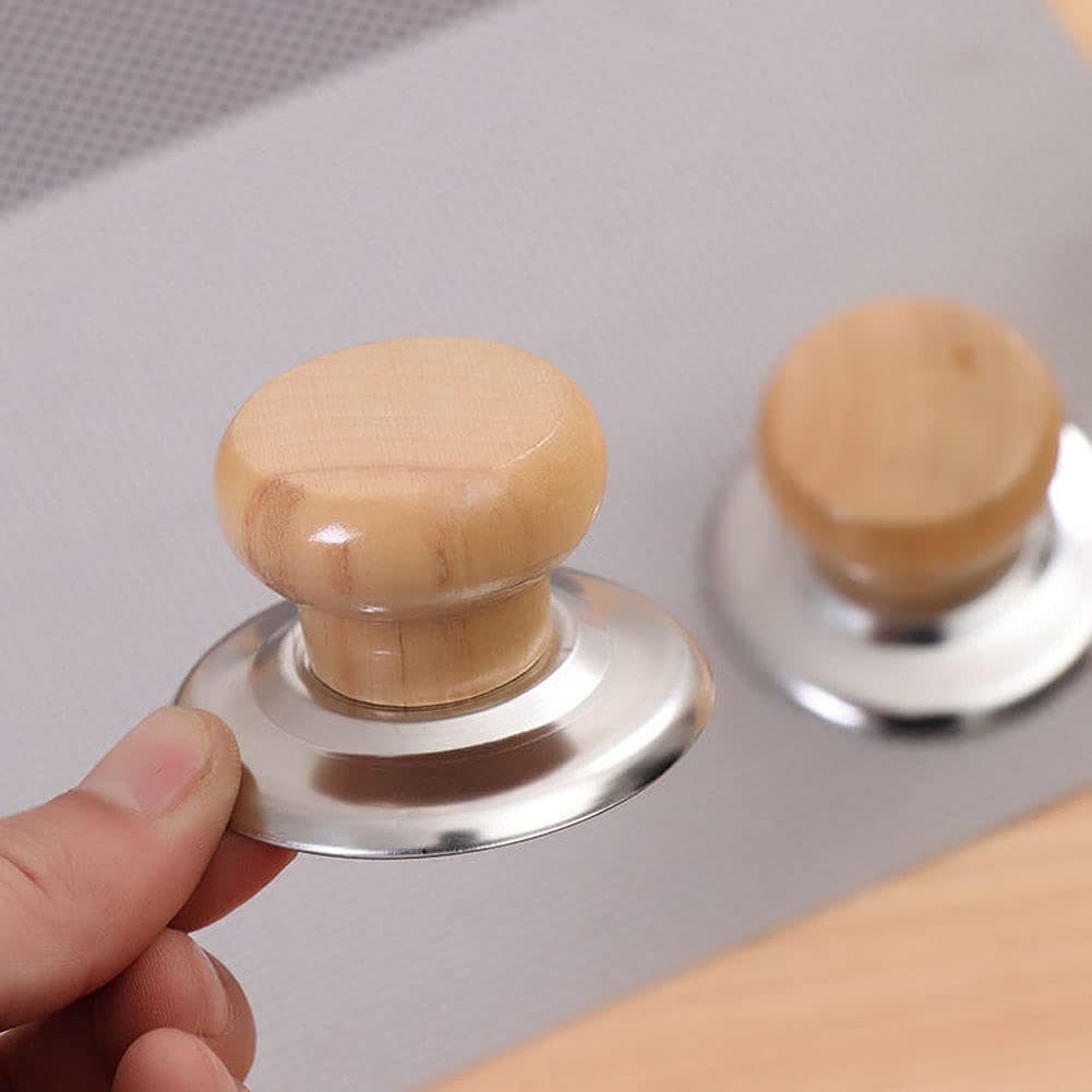 4Pcs Wooden Pot Lid Grip Knob Universal Kitchen Cookware Pot Lid Cover Replacement Knob Handle