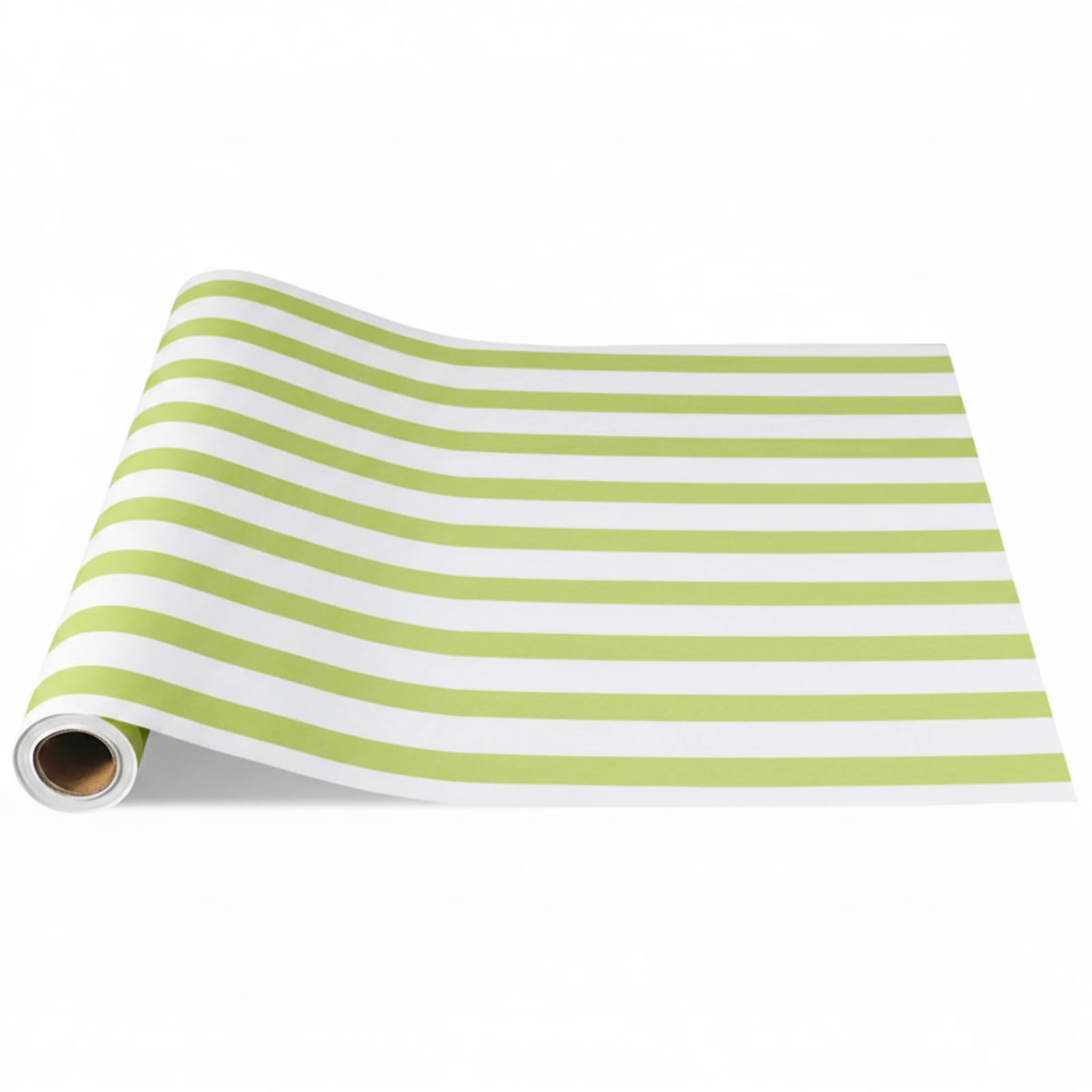 AmazingSpark Light Green Striped Table Runner Roll - 25 Long X 16 Wide Disposable Paper Cabana Striped Table Runner for Birthda
