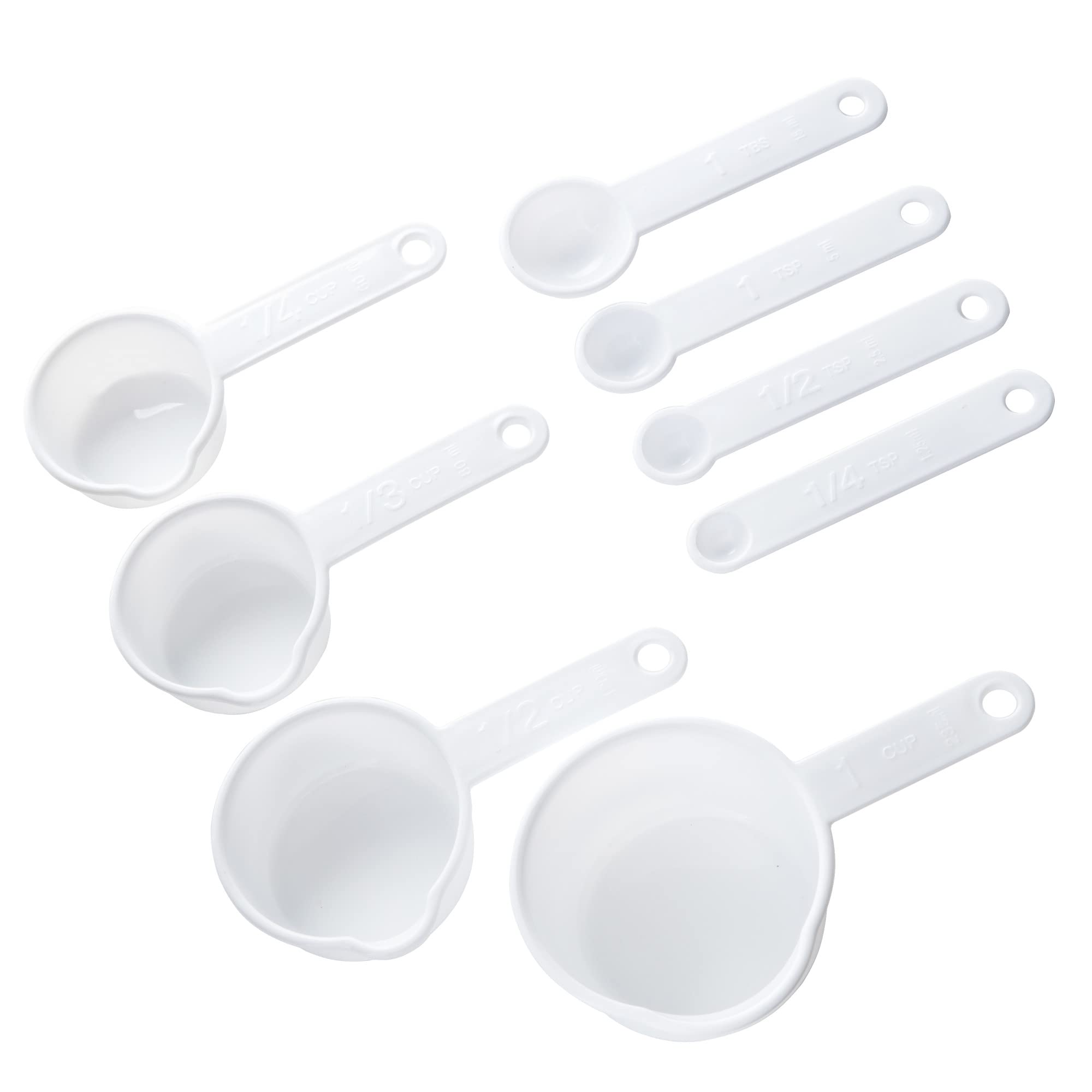 Chef Craft Select Plastic 8 Piece Measuring Set, 1/4 Tsp, 1/2 Tsp, 1 Tsp, 1 Tbsp, 1/4 Cup, 1/3 Cup, 1/2 Cup And 1 Cup Size, Whit