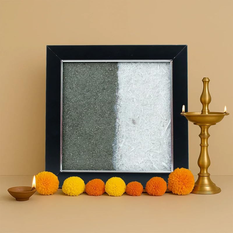 Astrotalk Dhan Varsha Frame with Pyrite & Selenite | Vastu Items for Wealth & Positivity | Wall Decor Items Living Room | Raw Pyrite Frame for Wall | Gift for Man & Woman | 19x19x1 cm | 1 Piece