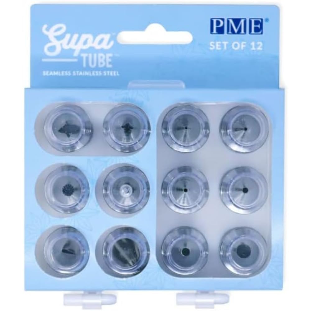 Pme Supatube Stainless Steel Cake Decorating Tips, Set Of 12, Standard, Silver