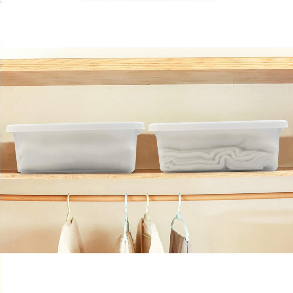 Wekioger Versatile Storage Organizer Plastic Bins With Lids, White 2 Packs, 14 Quart.