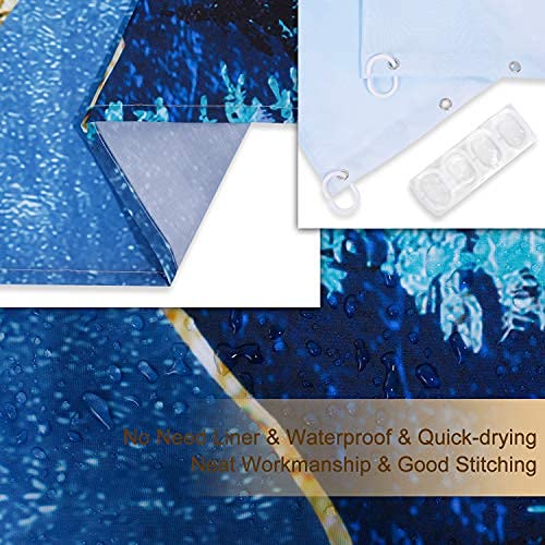 Rosielily Mountain Shower Curtain, Nature Shower Curtain Blue Shower Curtain Set Hooks, Waterproof Cool Art Forest Shower Curtai