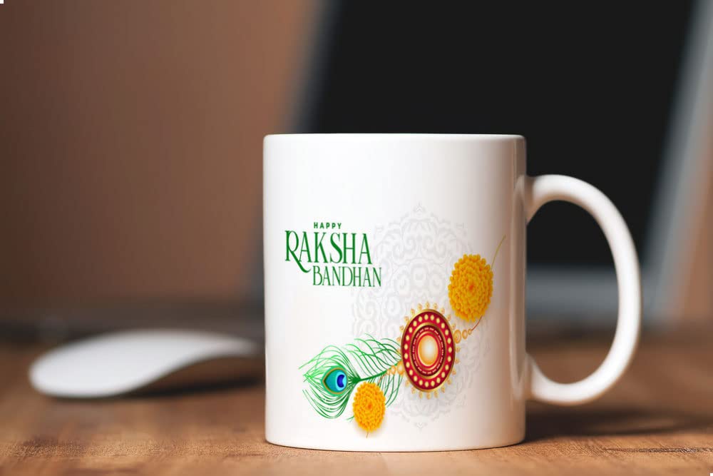 Kesri Gifts Gift for Happy Raksha Bandhan for Brother and Sister Rakhi Mug, Rakshabandhan Mug,Ceramic Coffee Mug 330ml(KGPR22-15