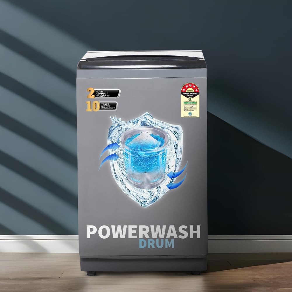 Sharp 9 Kg Fully Automatic Top Load Washing Machine With Toughened Glass (EsT90NGy, Inox Grey, Soft Close, Hot & Cold Water Du