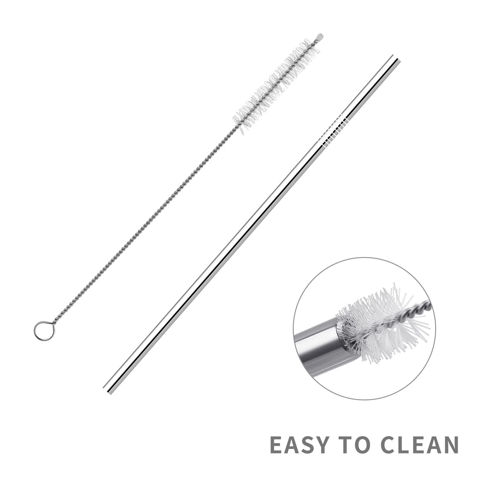 Ithyes 8 Pack Reusable Metal Straws Long Stainless Steel Straws Drinking Straw For 20/30 Oz Tumblers With Travel Case & Cleaning