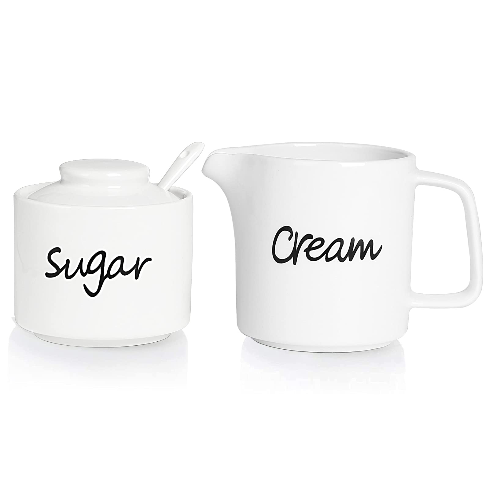 Ontube Porcelain Sugar Bowl And Creamer Set Of 3,White
