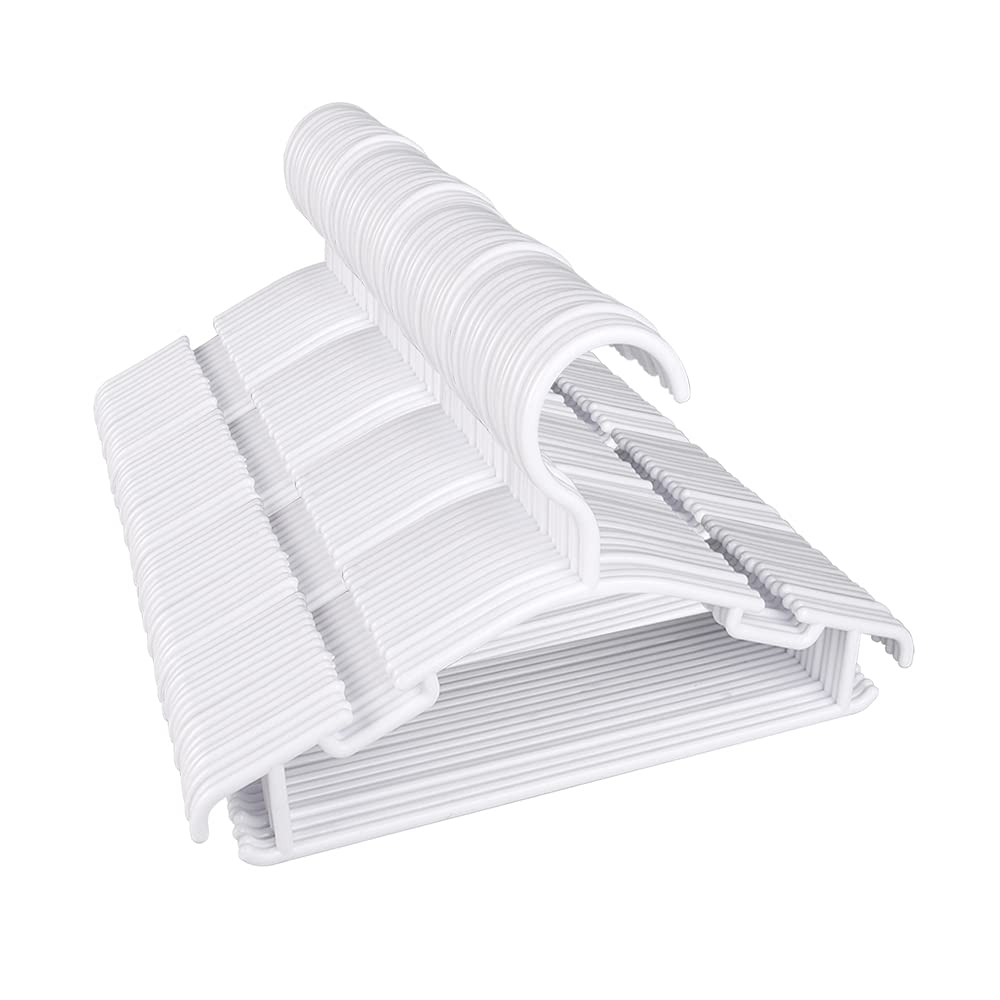 Goodtou Kids Hangers 100 Pack Baby Hangers For Closet Toddler Hangers Plastic White Childrens Hangers Small Hangers 10.24Inch