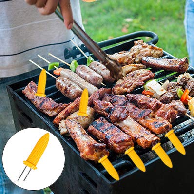 10PCS Corn Holders - Corn on The Cob Skewers Stainless Steel Corn Fork Prong Skewers Kitchen Tool for BBQ Twin Prong Sweetcorn Holders Home Cooking Fork