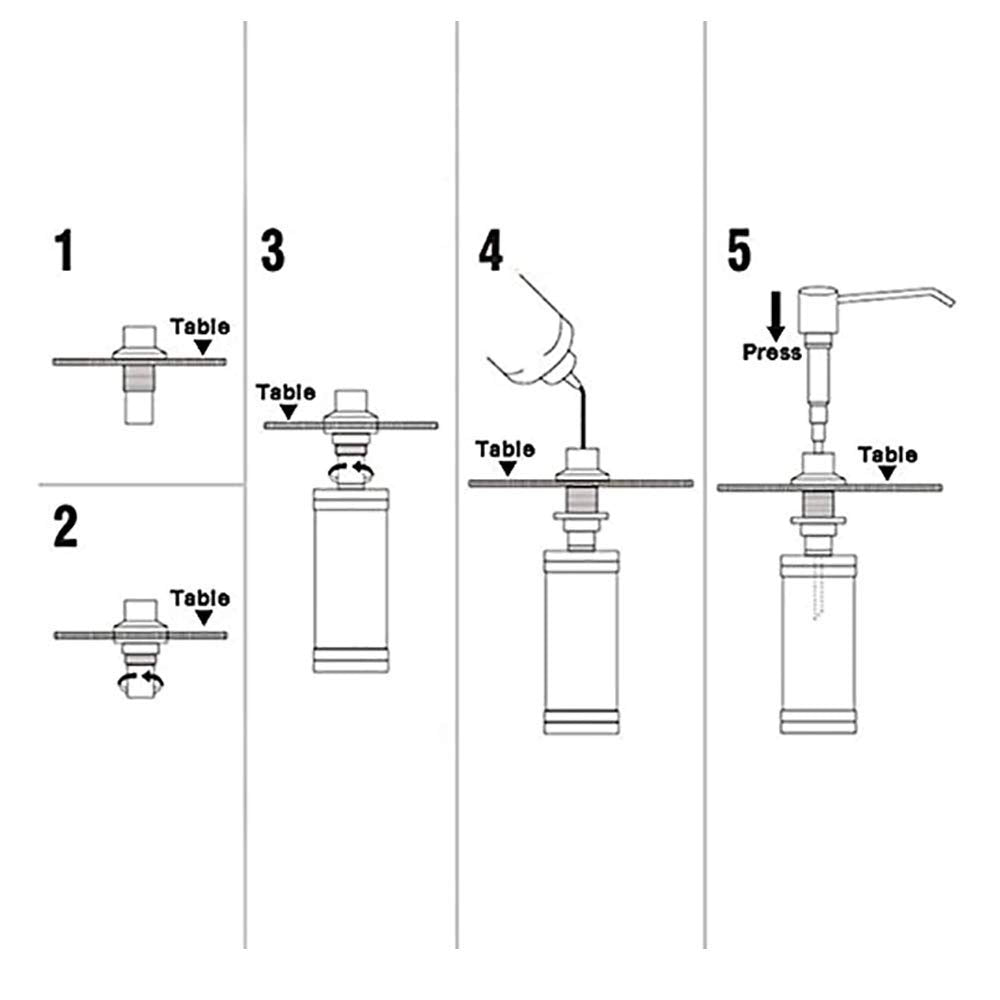 Amicicare Kitchen Sink Soap Dispenser Top Refill Built-In Countertop S.S Steel Dispenser Pump With 360 Degree Rotating Head And