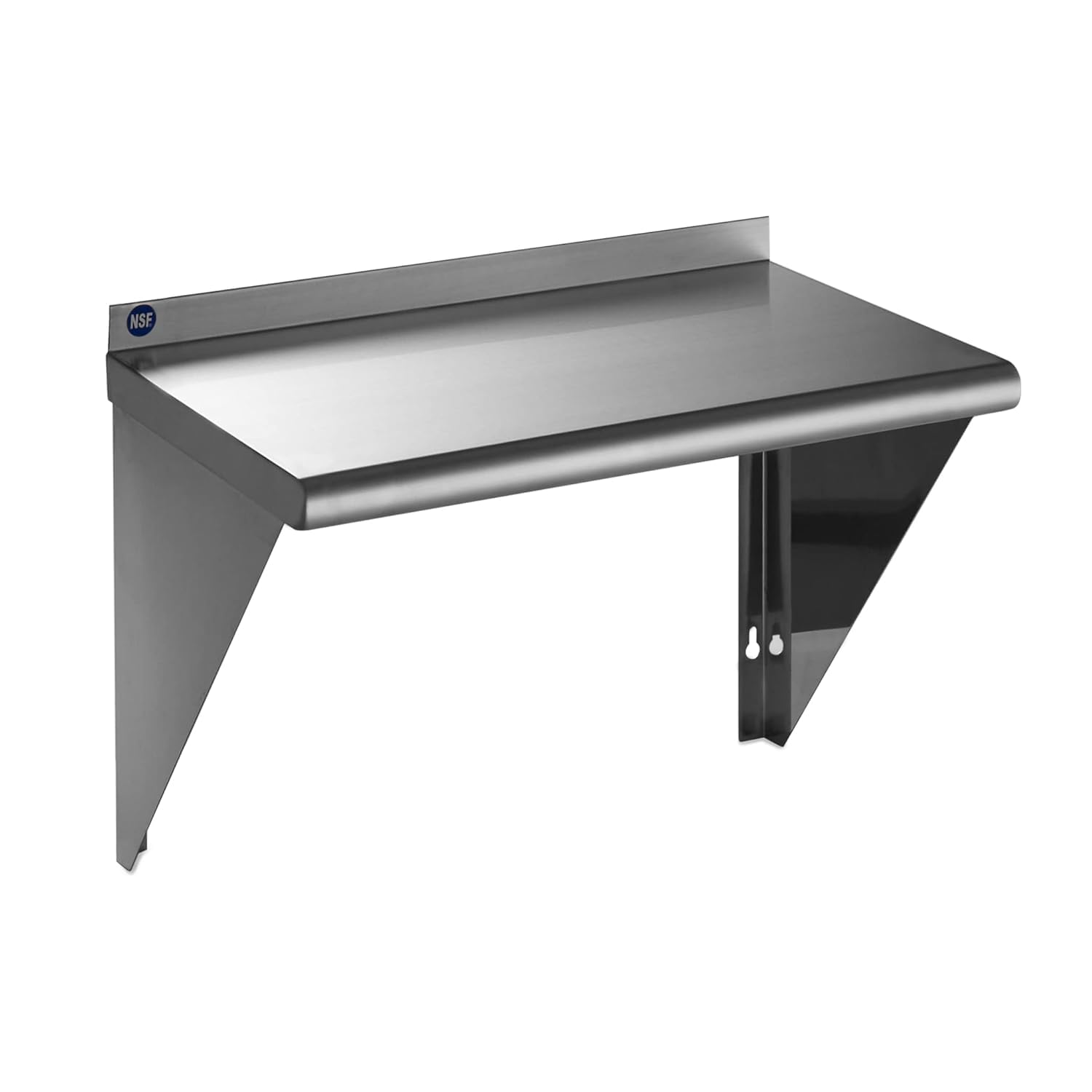 ROCKPOINT Stainless Steel Shelf 18 x 24 Inches 300lb, NSF Metal Commercial Shelves Wall Mount Floating Shelving with Backsplash 
