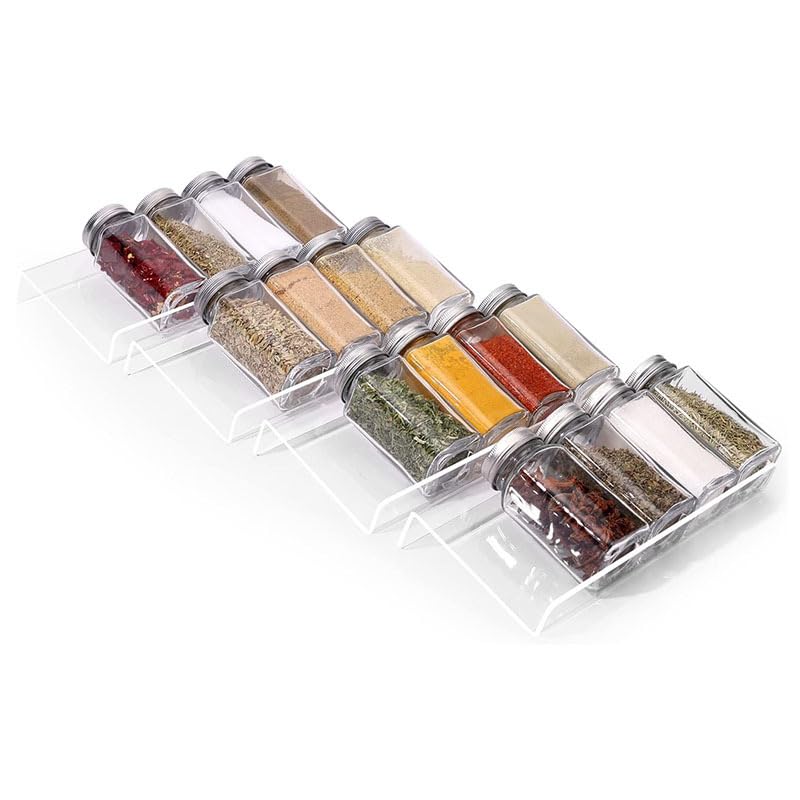 Olpad Expandable Acrylic Spice Drawer Rack Organizer Insert For Kitchen Cabinet  Multi Tier Adjustable Spice Storage Shelf For 
