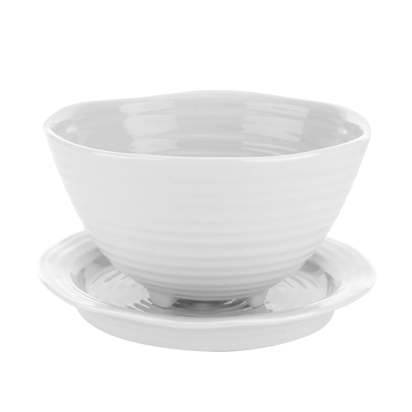 Portmeirion Sophie Conran White Berry Bowl And Stand | 5.5 Inch Fruit Bowl For Berries, Dessert, Or Candy | Mini Serving Dish Fo