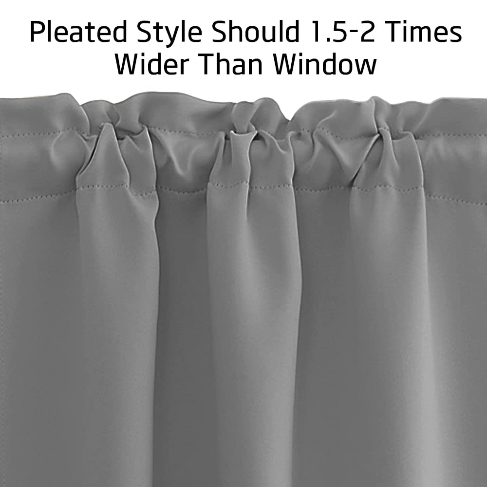 NICETOWN Silver Grey Valances for Windows, Rod Pocket Window Valances for Bathroom, Living Room, Short Blackout Valance Curtains