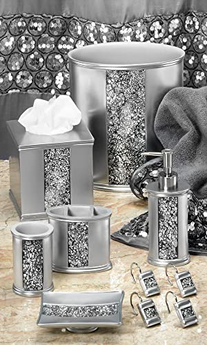 Zahari Home Sinatra Soap Dish Unique Design Stylish Bling Glass Mosaic D  Cor Soap Bar Holder, Silver