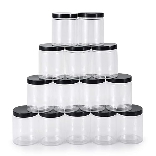 testyu Plastic Jars with Lids  8 OZ Wide Mouth Jars with Airtight Lids  Clear Empty Slime Containers with Lids  Multipurpose Storage Jars for Home Kitchen Food Arts Crafts Cosmetic Sample - 14 Pack