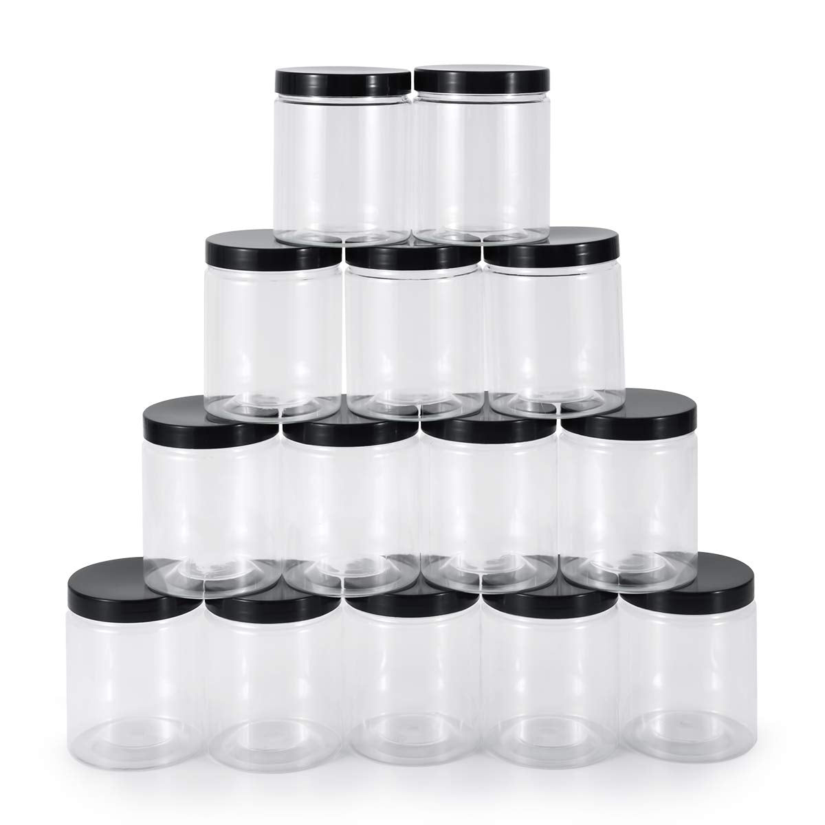 Testyu Plastic Jars With Lids, 8 Oz Wide Mouth Jars With Airtight Lids, Clear Empty Slime Containers With Lids, Multipurpose Sto