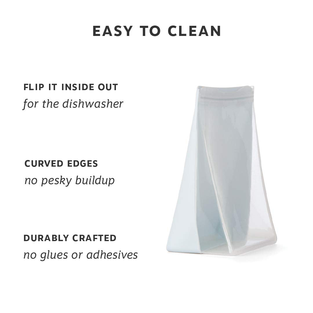 W&P Porter Silicone Reusable Storage Bag, Sandwich (50Oz Stand-Up), Mint, Food Storage Container, Microwave And Dishwasher Safe,