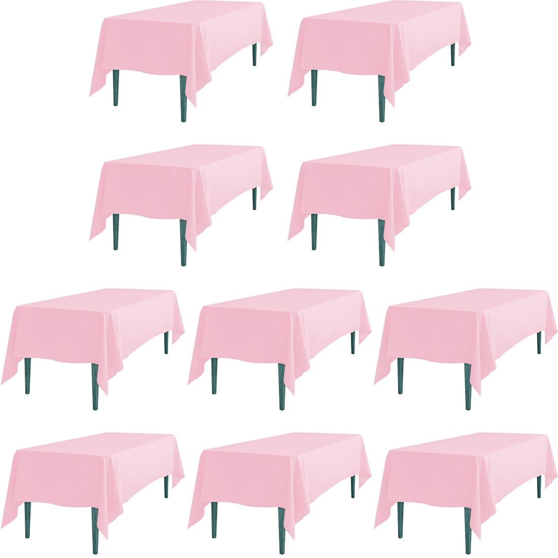 Ltc Linens 10 Pack Pink Rectangular Tablecloths 60 X 126 Inch For 8 Feet Rectangle Banquet Tables With Half-Drop - Stain And Wri