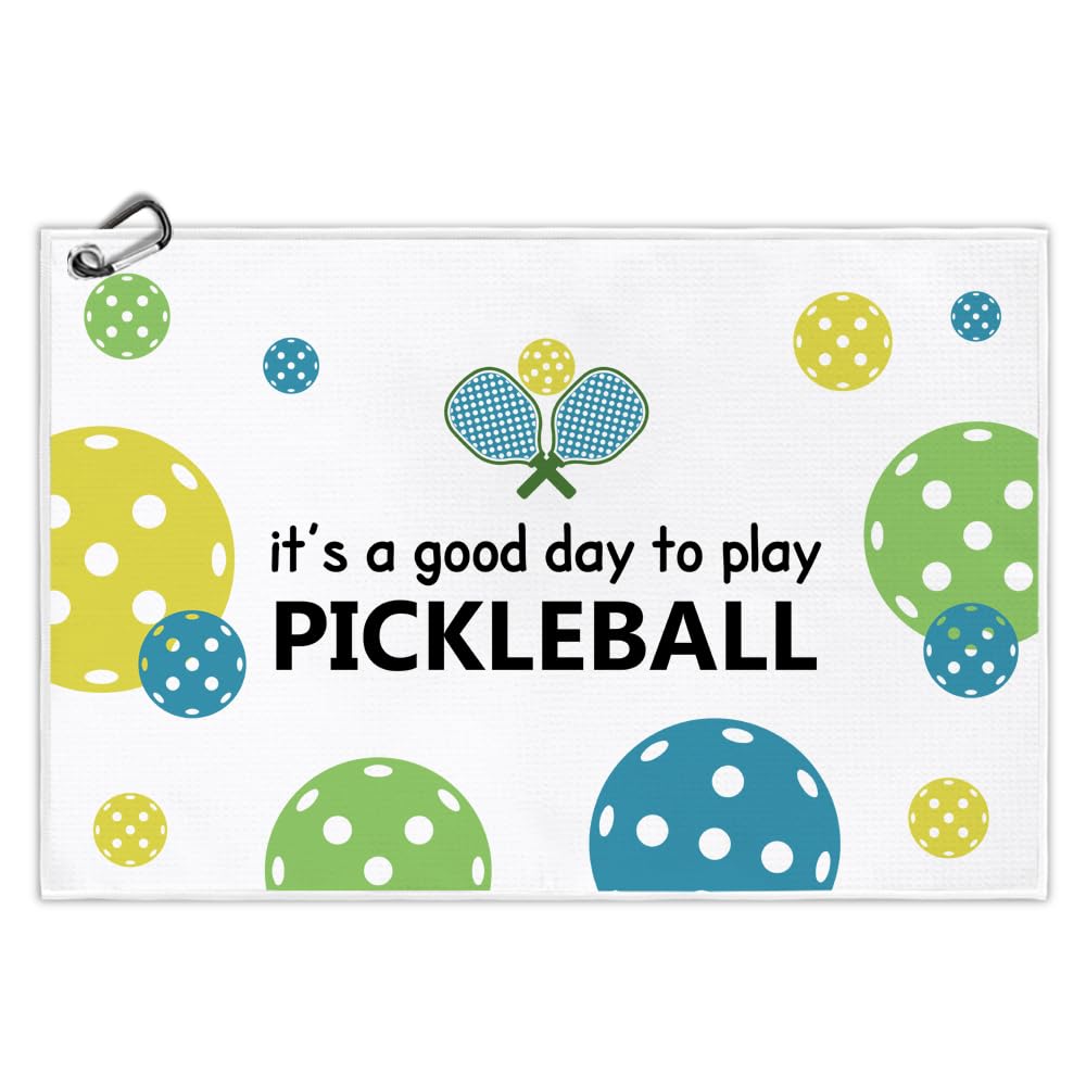Msticey It s A Good Dady to Play Pickleball Printed Microfiber Pickleball Towel with Clip, Pickleball Gifts for Pickleball Fan 