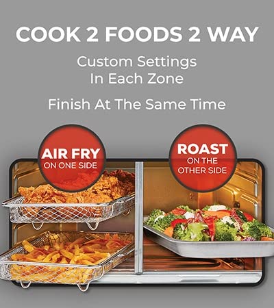 Emeril Lagasse Dual Zone 360 Air Fryer Oven Combo, 25 QT Extra Large, Stainless Steel, Model 4-00718-02X