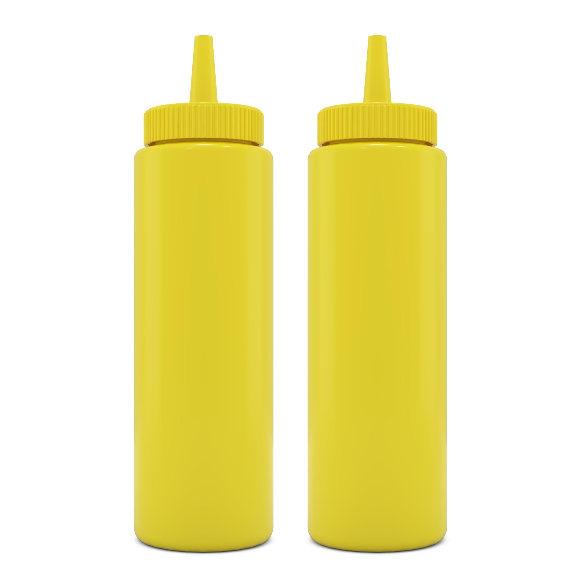Brightfrom Condiment Squeeze Bottles, Yellow 8 Oz Empty Squirt Bottle With Wide Neck - Great For Ketchup, Mustard, Syrup, Sauces