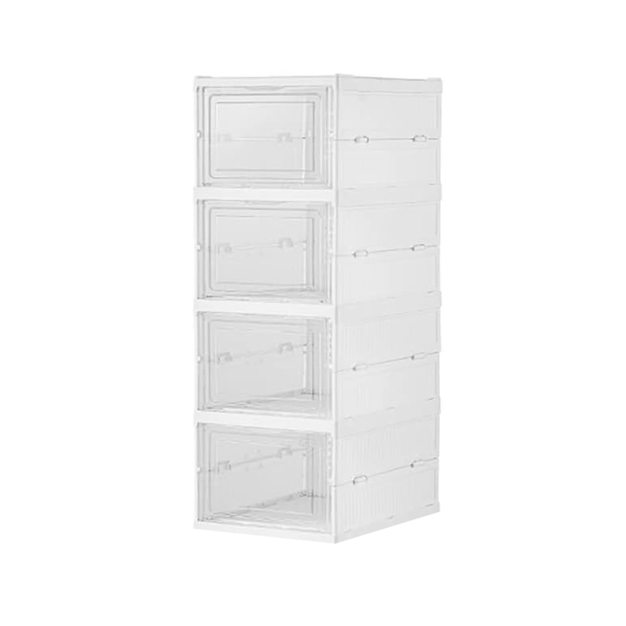Sulfar 4 Tier Shoe Rack Collapsible Shoe Organiser With Door  Foldable Sneaker Crates Footwear Organiser For Men, Women, Heels,