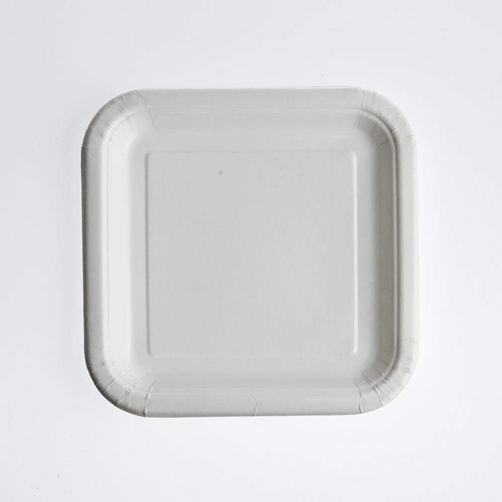 White Square Disposable Paper Dessert Plates - 7'', 16 Pieces - Perfect For Parties, Weddings, Holidays & More