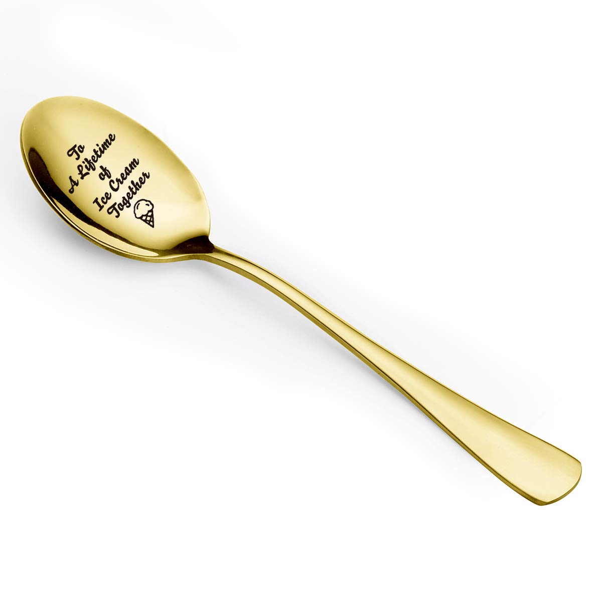 Funny Ice Cream Spoon Engraved - Cute Ice Cream Gold Plating Spoon Stainless Steel - Best Spoon For Girlfriend Wife Dad Husband