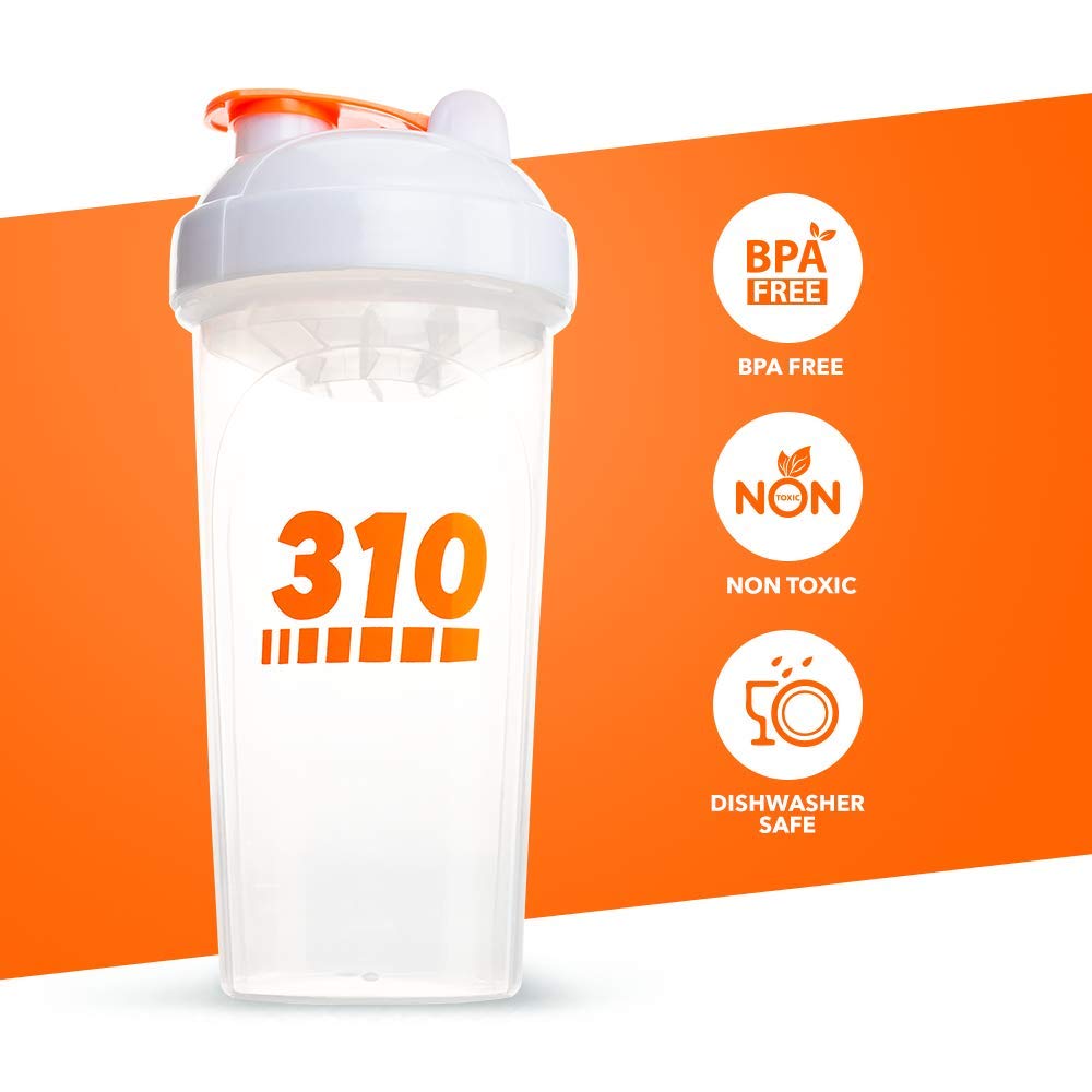 310 Nutrition Protein Shaker Bottle Meal Replacement Blender Cup For Mixing Protein Powders, Lemonade Mix, And Pre Workout (Clea