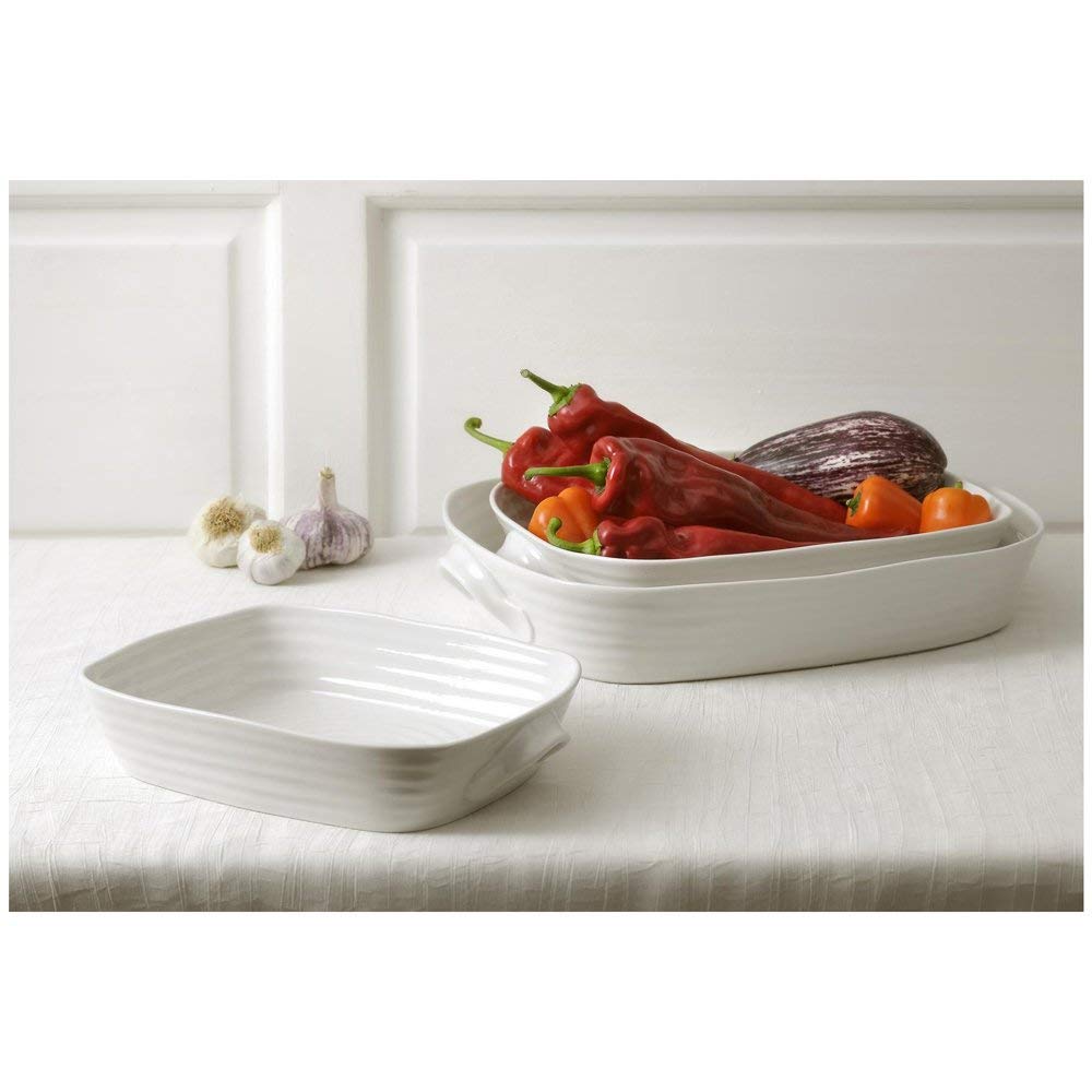 Portmeirion Sophie Conran White Lasagna Pan/Roaster | Rectangular Casserole Dish For Oven | 11.5 X 9.5 Inch | Made From Fine Por