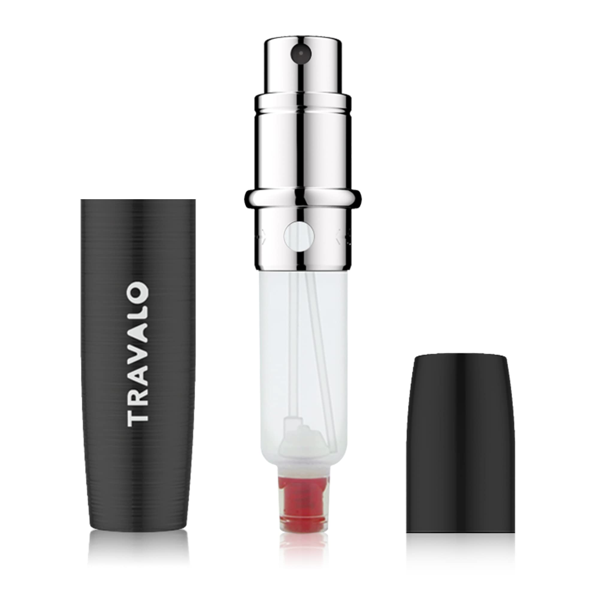 Travalo LUX Perfume Atomizer - TSA Approved, Leak-Proof, 0.2 oz, Black Metal Alloy, Model pAV066, Portable Mini Pump Sprayer