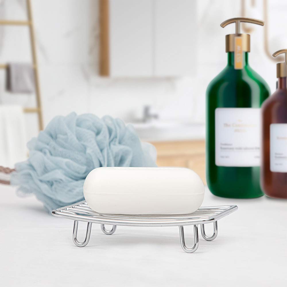 GUUKAR Bar Soap Dish Holder for Shower Bathroom Stainless Steel Rust Proof Self Draining with White Soap Saver Pad