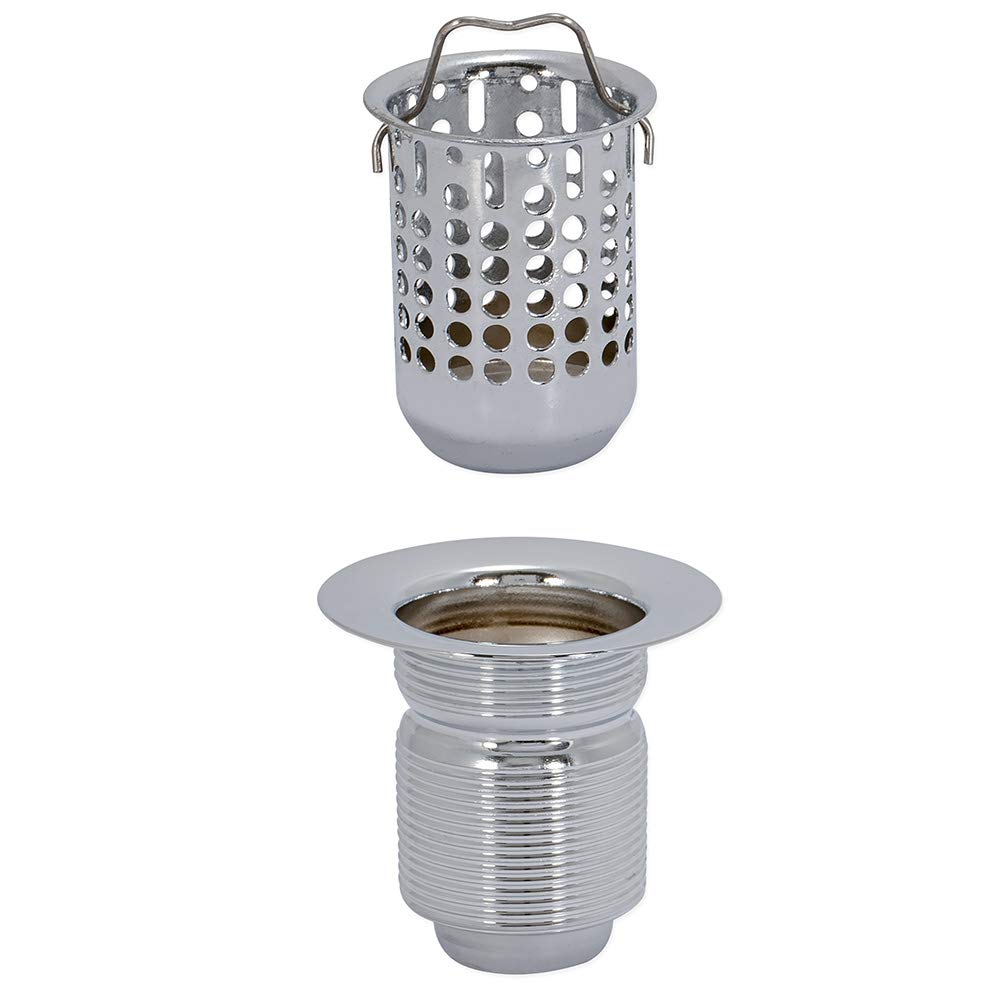Ez-Flo 3 Inch Removable Kitchen Sink Strainer Drain Extended Shank Junior Duo, Stainless Steel, 1-7/8 Inch To 2-1/4 Inch Opening