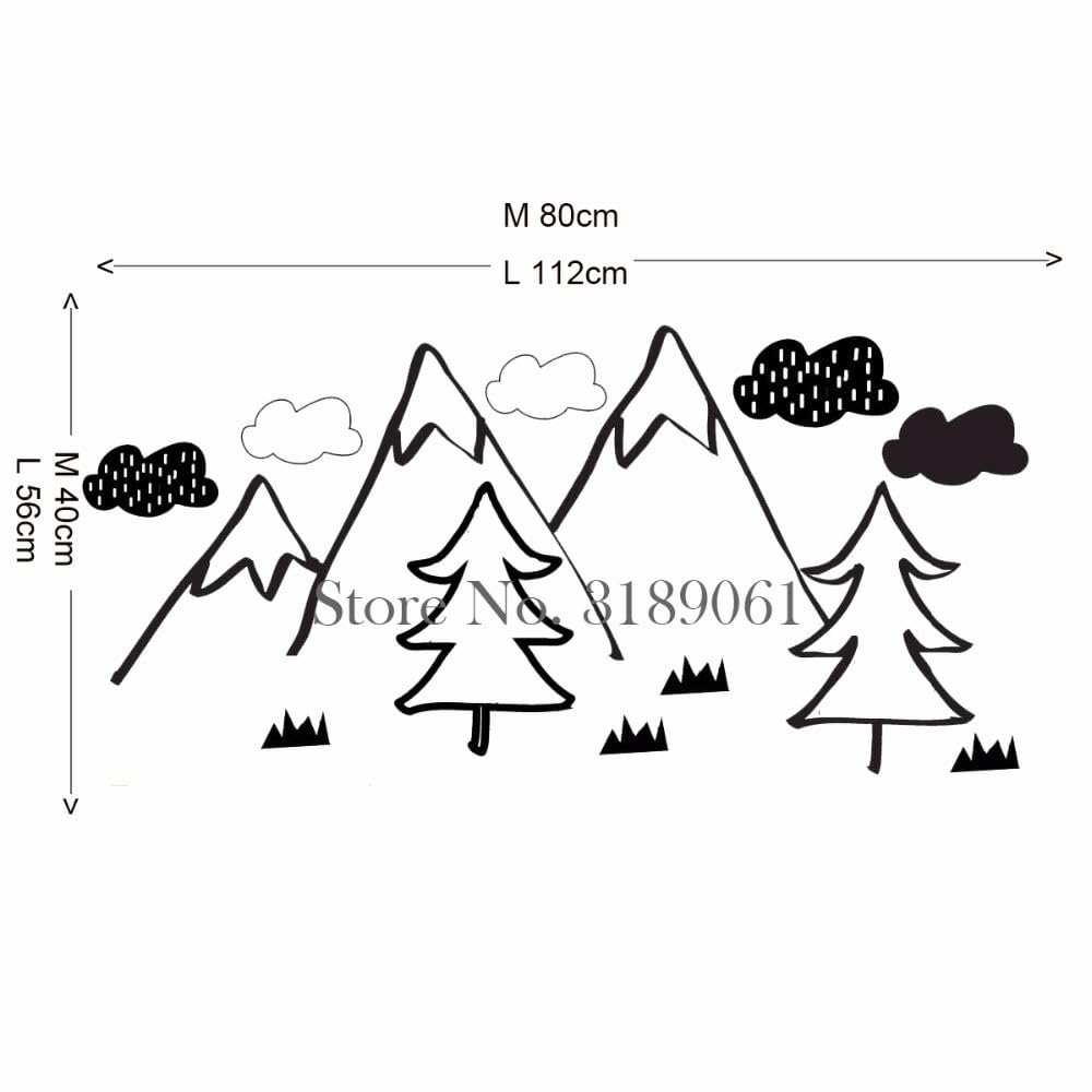 GADGETS WRAP Wall Decal Vinyl Sticker Nordic Mountain Scene for Office Home Wall Decoration