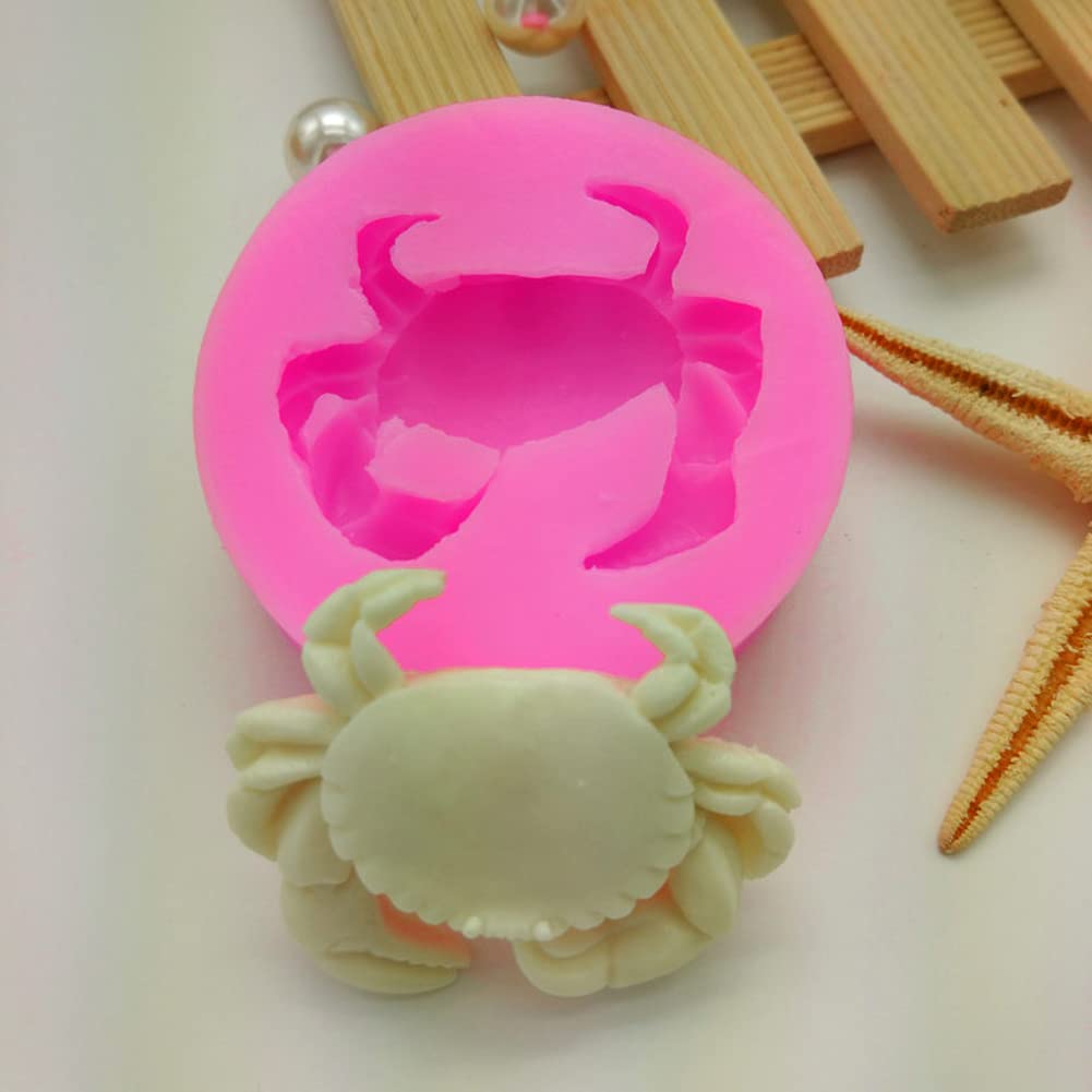 4 Pcs Crab Shape Silicone Mold Ocean Theme Crabs Fondant Mold Cute Soap Epoxy Resin Mold Sugarcraft Candy Molds For Sugarcraft C