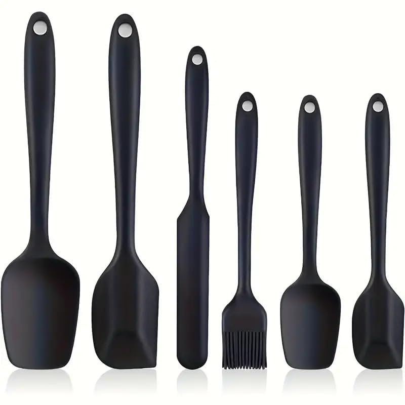 Chiransi 6 Piece Silicone Kitchen Cooking Spatula Set, Heat Resistant & AntiSlip Grip Silicone Spoon Set, Spatula Perfect For C