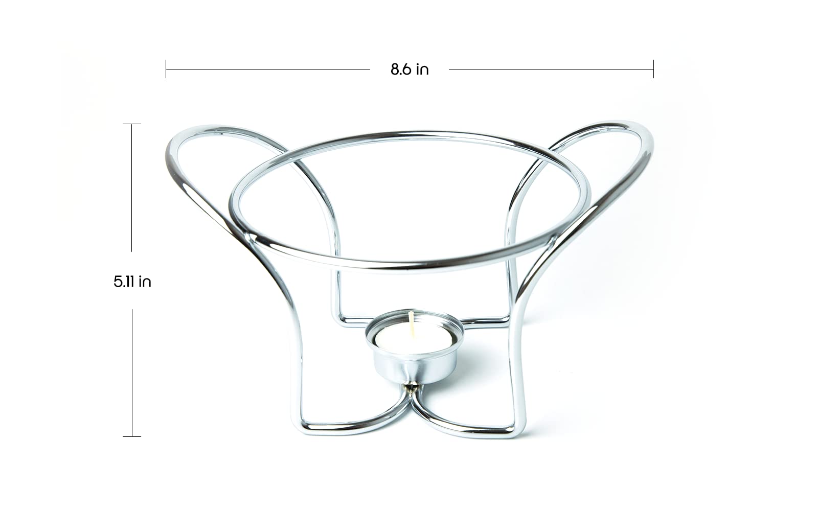 Rigeli Regent Chromeplated Wire Sauce Warmer W/Ladle Stainless Steel Round Soup Warmer With Spoon Perfect For Chocolate, Caramel