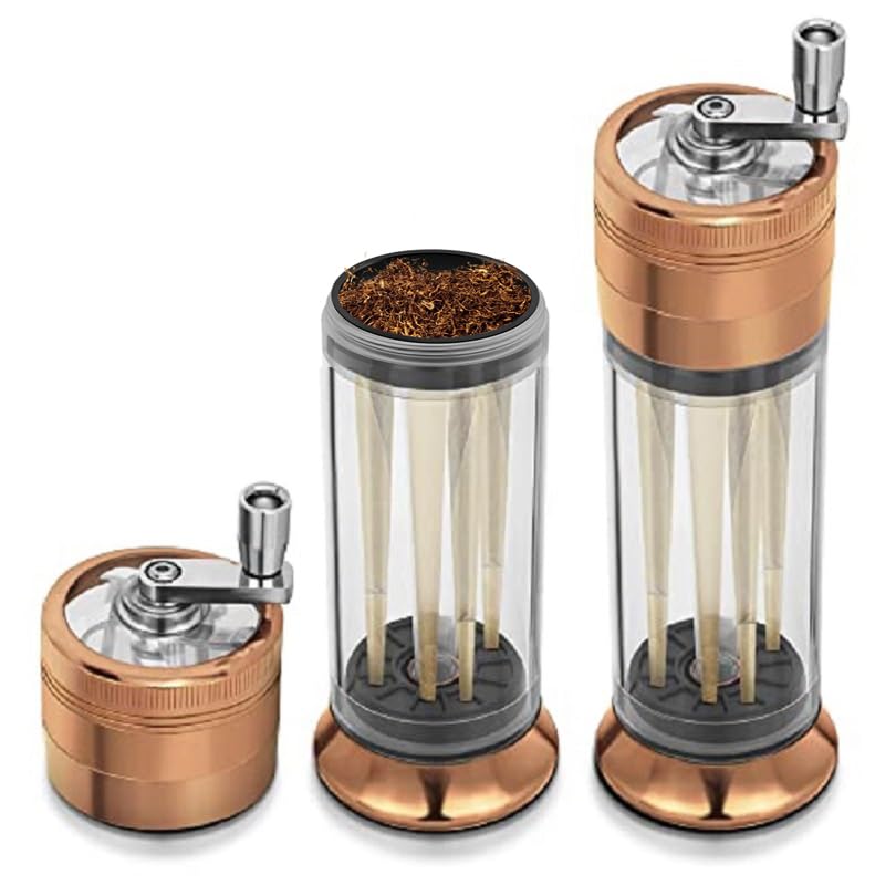 3in1 Spice Grinder Hand Crank Loader Roller Crusher Filler Flower Buds Milling Grinding Storage with Magnetic Lid