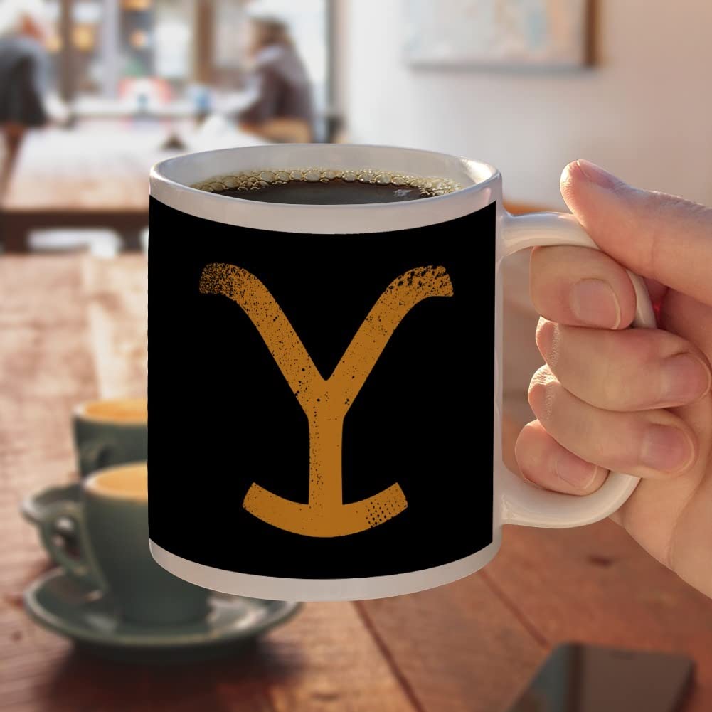 Yellowstone TV Show Brand Ceramic Coffee Mug, Novelty Gift Mugs for Coffee, Tea and Hot Drinks, 11oz, White