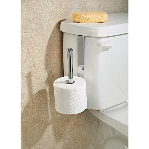 InterDesign Stainless Steel Toilet Paper Organizer Caddy, 2 Roll Reserve, Chrome, 10.75"x4.5"x2", Model 69380